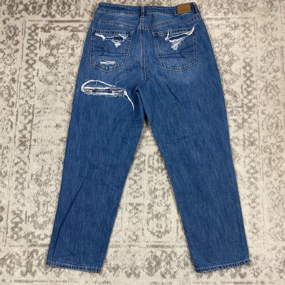 American Eagle Outfitters Blue Distressed Straight Leg Jeans - Picture 7 of 7